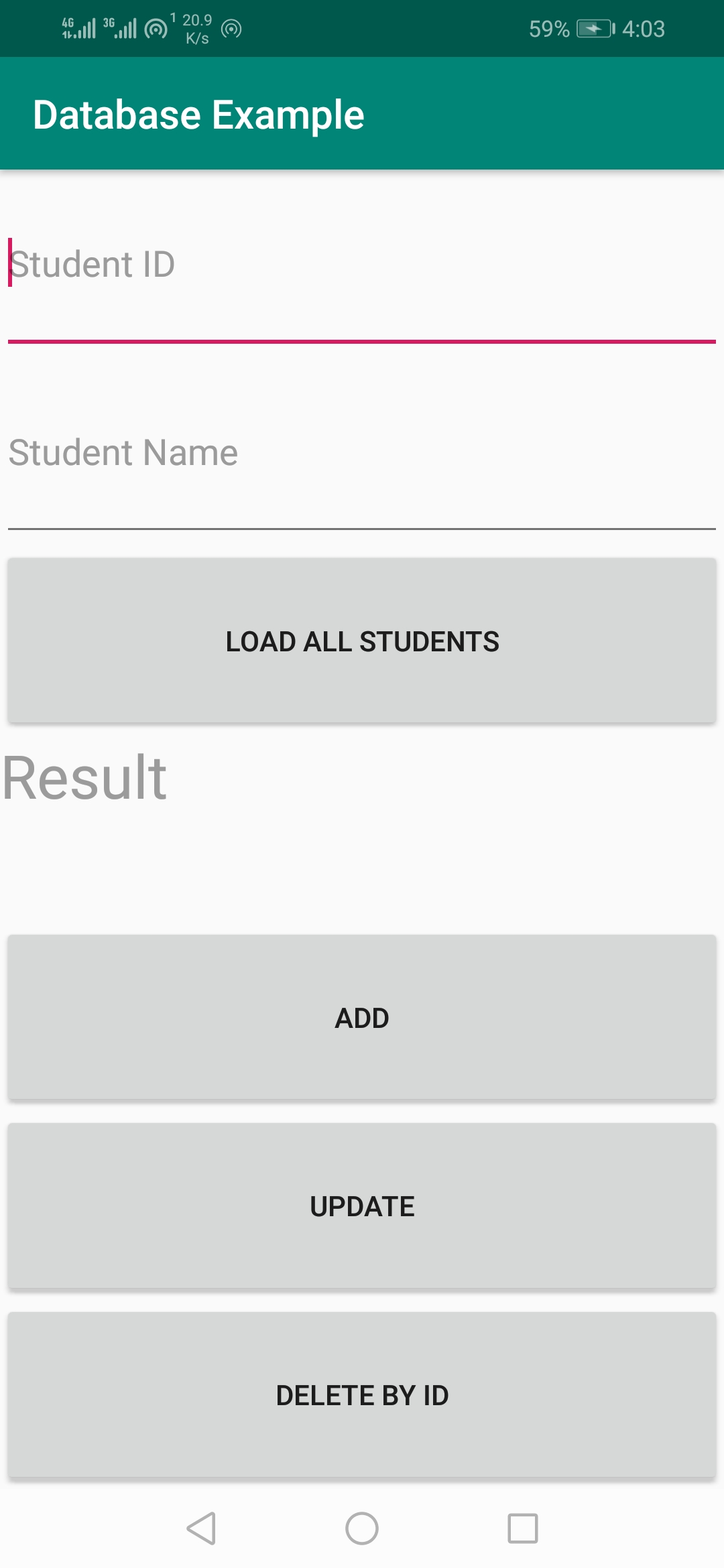 android create sqlite database